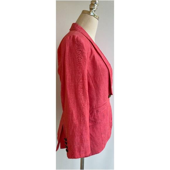 Smythe Classic Duchess Linen Blazer in Fuchsia sz 8 - Picture 3 of 12
